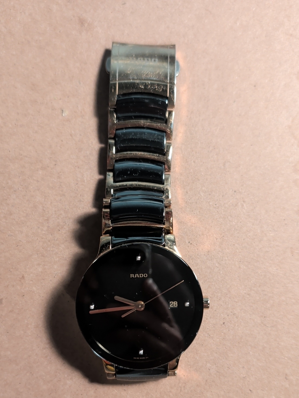 Rado Men's Black Dial with Gold-Tone Bracelet Watch
